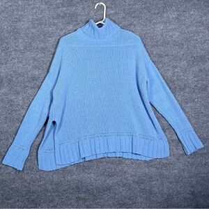 Aerie Women’s XS Baby Blue Oversized Chunky Knit‎ Turtleneck Grannycore Sweater